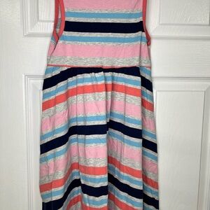 Girls Pekkle Striped Dress Size 7 Pink Blue Cotton Dress NEW
